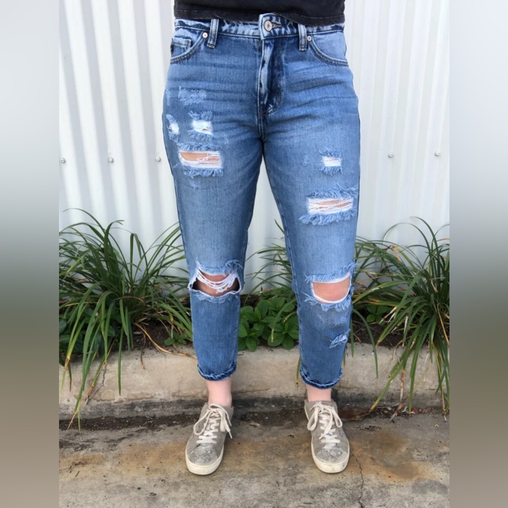 KanCan High Rise Distressed Boyfriend Jeans Womens size 11/29 KC8570M 100%Cotton